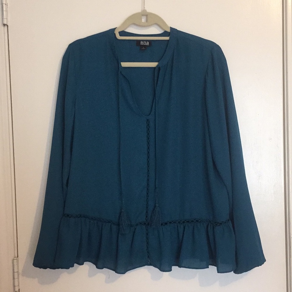 ANA Teal Peplum Blouse
